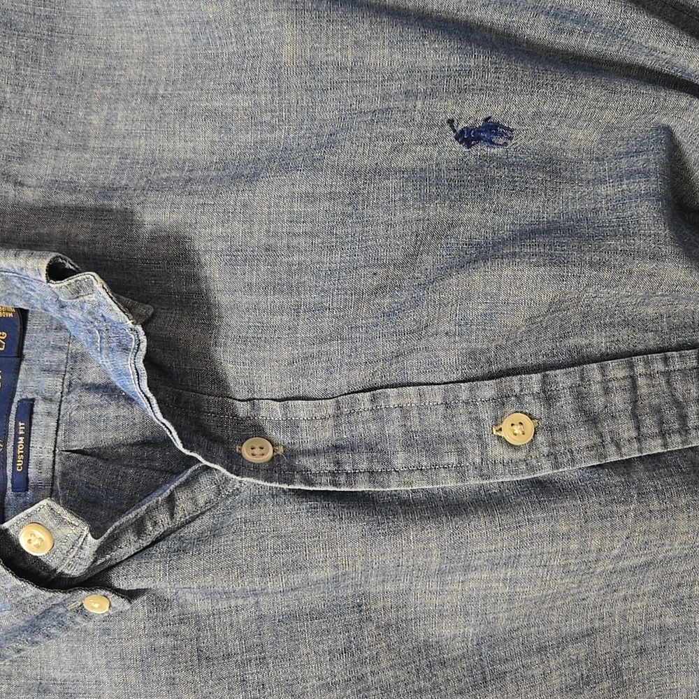 Men's Ralph Lauren Denim Blue Button-Down Shirt Sz Large - Picture 7 of 7